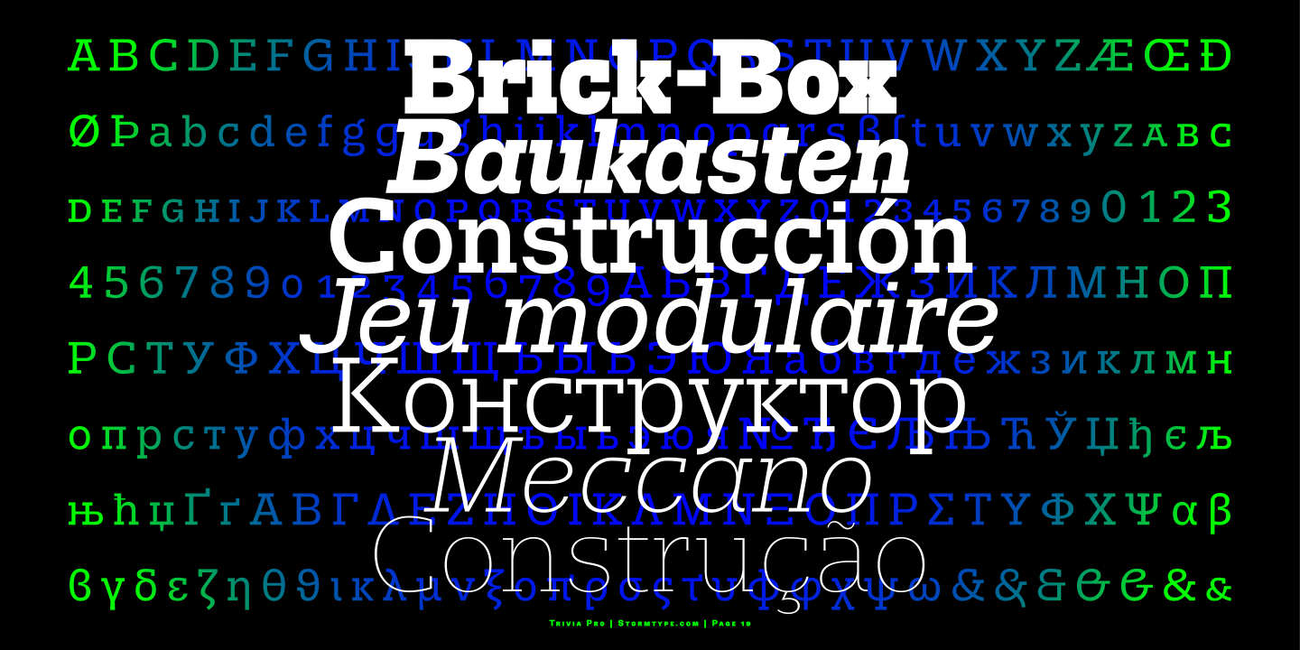 Przykład czcionki Trivia Slab Italic